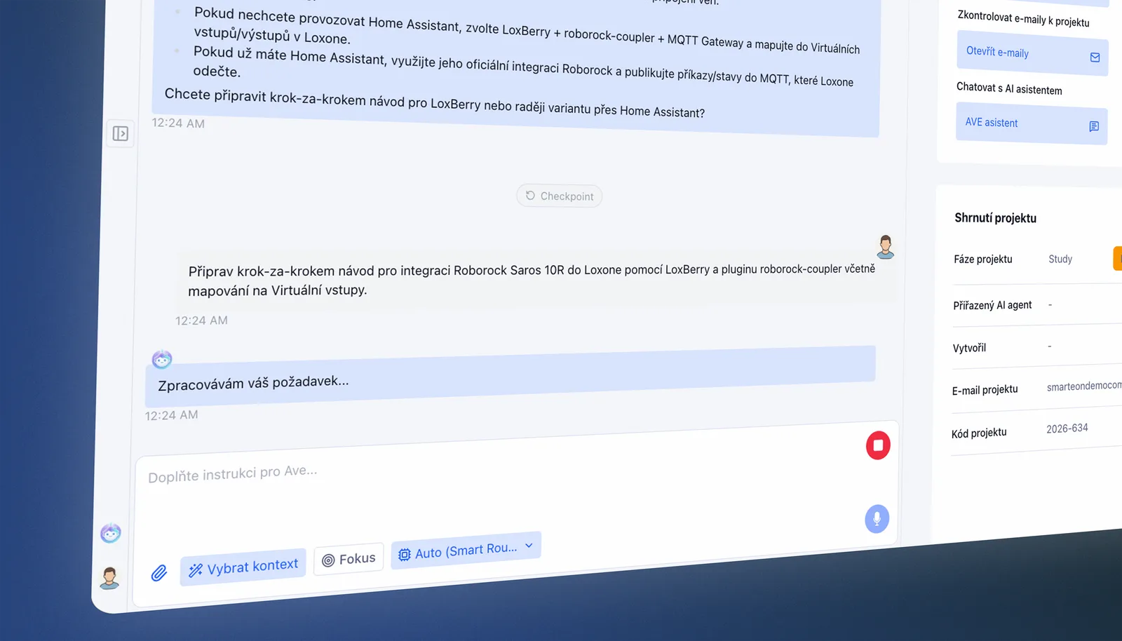 Screenshot: panel Ave společně s půdorysem při rozmisťování prvků